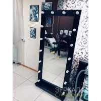Гримерное зеркало с подсветкой на подставке 180х80 Черный