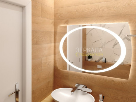 Зеркало в ванную комнату с подсветкой светодиодной лентой Авелино СТ