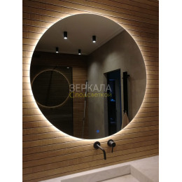 Круглое зеркало с парящей подсветкой для ванной комнаты Мун 90 см